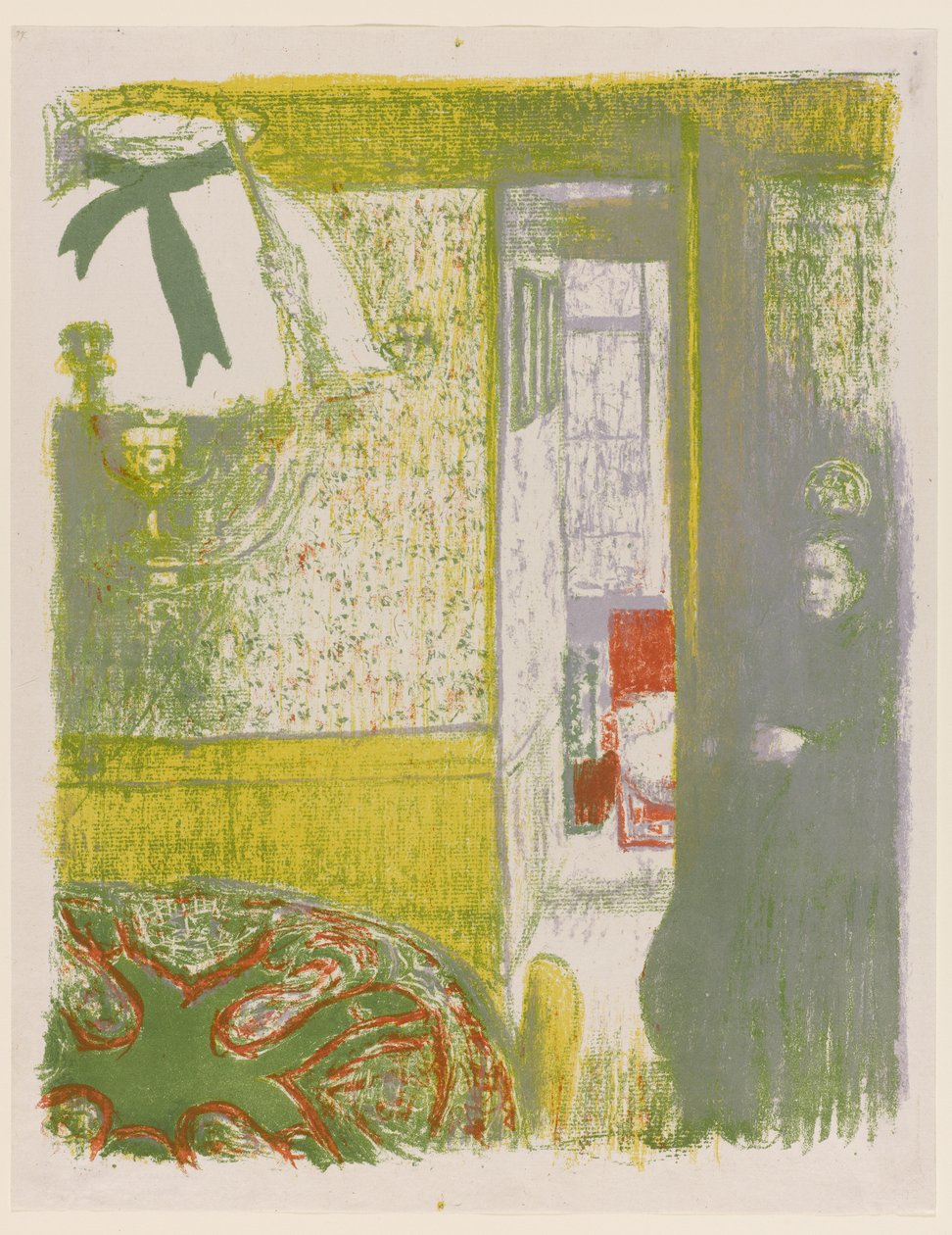 Interiér se závěsnou lampou, pl.4 z Krajiny a interiéry, 1899 od Edouard Vuillard