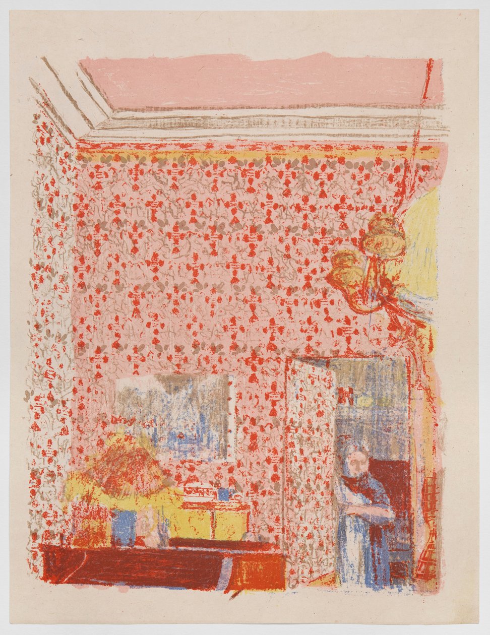 Innenraum mit rosa Tapete I, aus der Serie „Landschaften und Innenräume“ od Edouard Vuillard