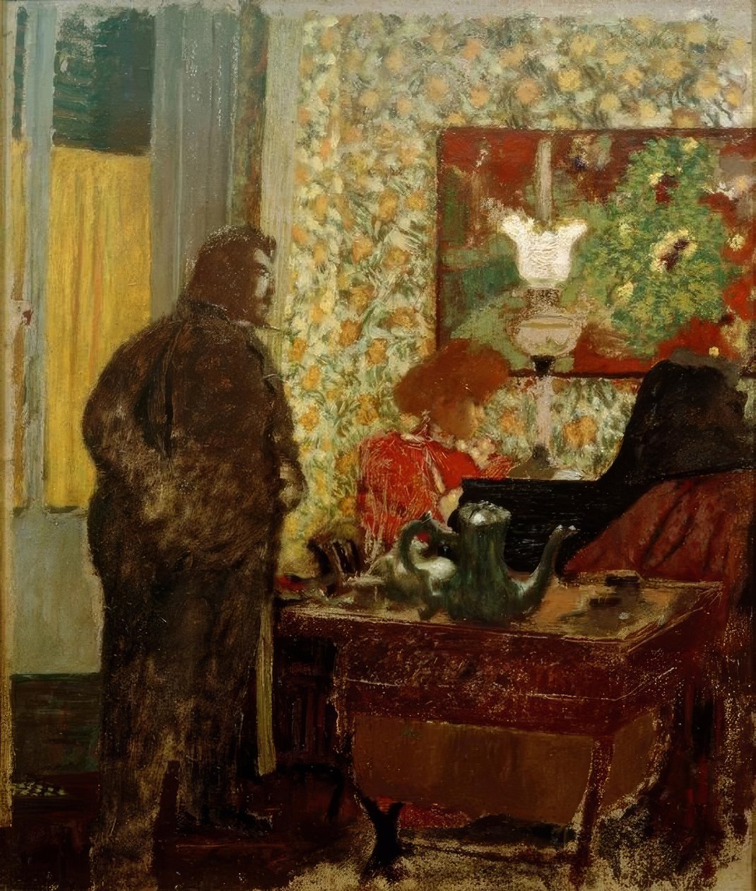 Interiér s Misiou Natansonovou u klavíru (Cipa poslouchá Misii od Edouard Vuillard