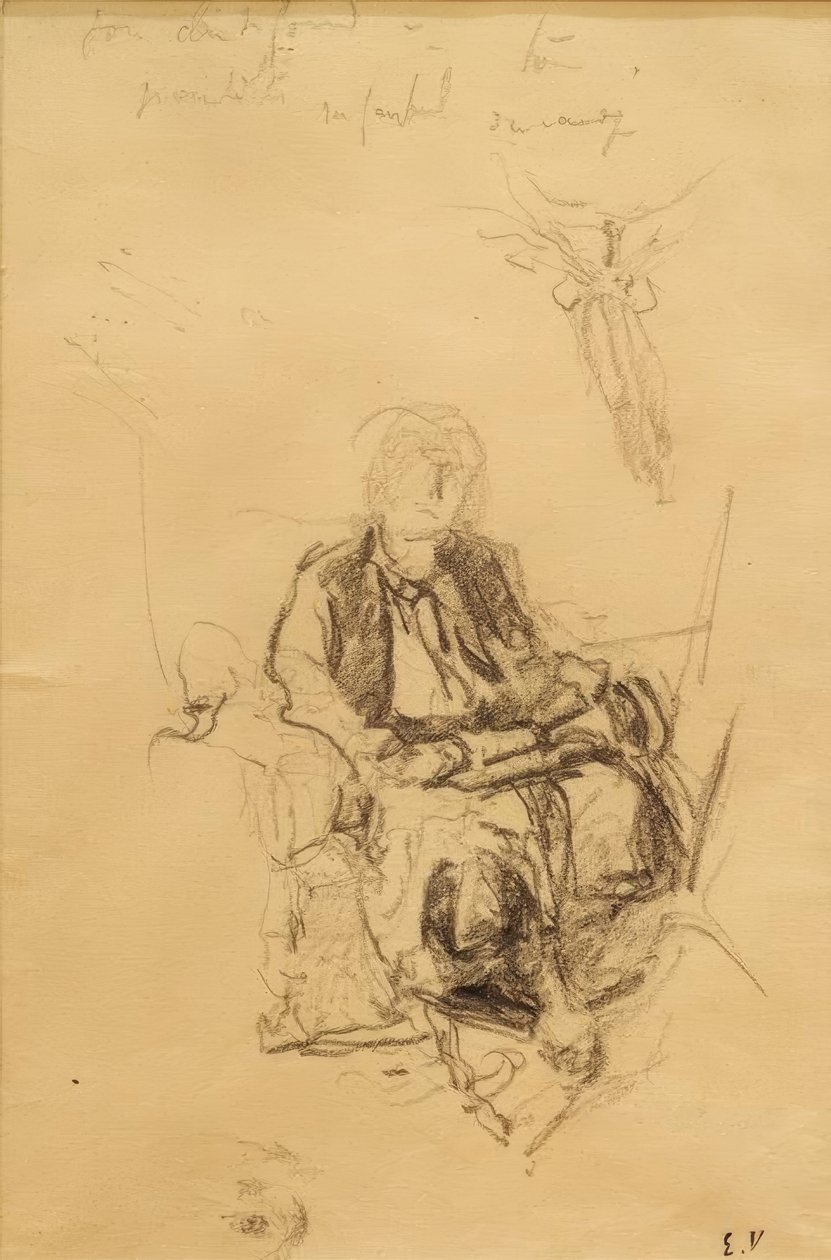 Madame Bénardová seděla s pracovnou vytaženou z šátku od Edouard Vuillard