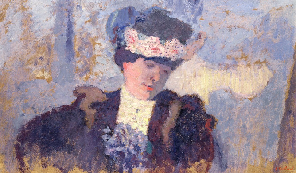 Madame Hessel v klobouku zdobeném květinami, kolem roku 1905 od Edouard Vuillard