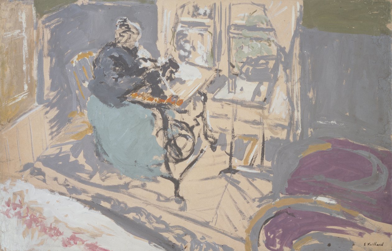 Madame Vuillard u šicího stroje od Edouard Vuillard