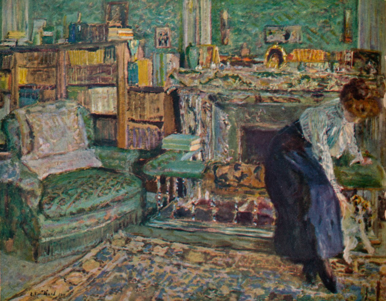 Marguerite Chapinová ve svém bytě se svým psem, 1910 od Edouard Vuillard
