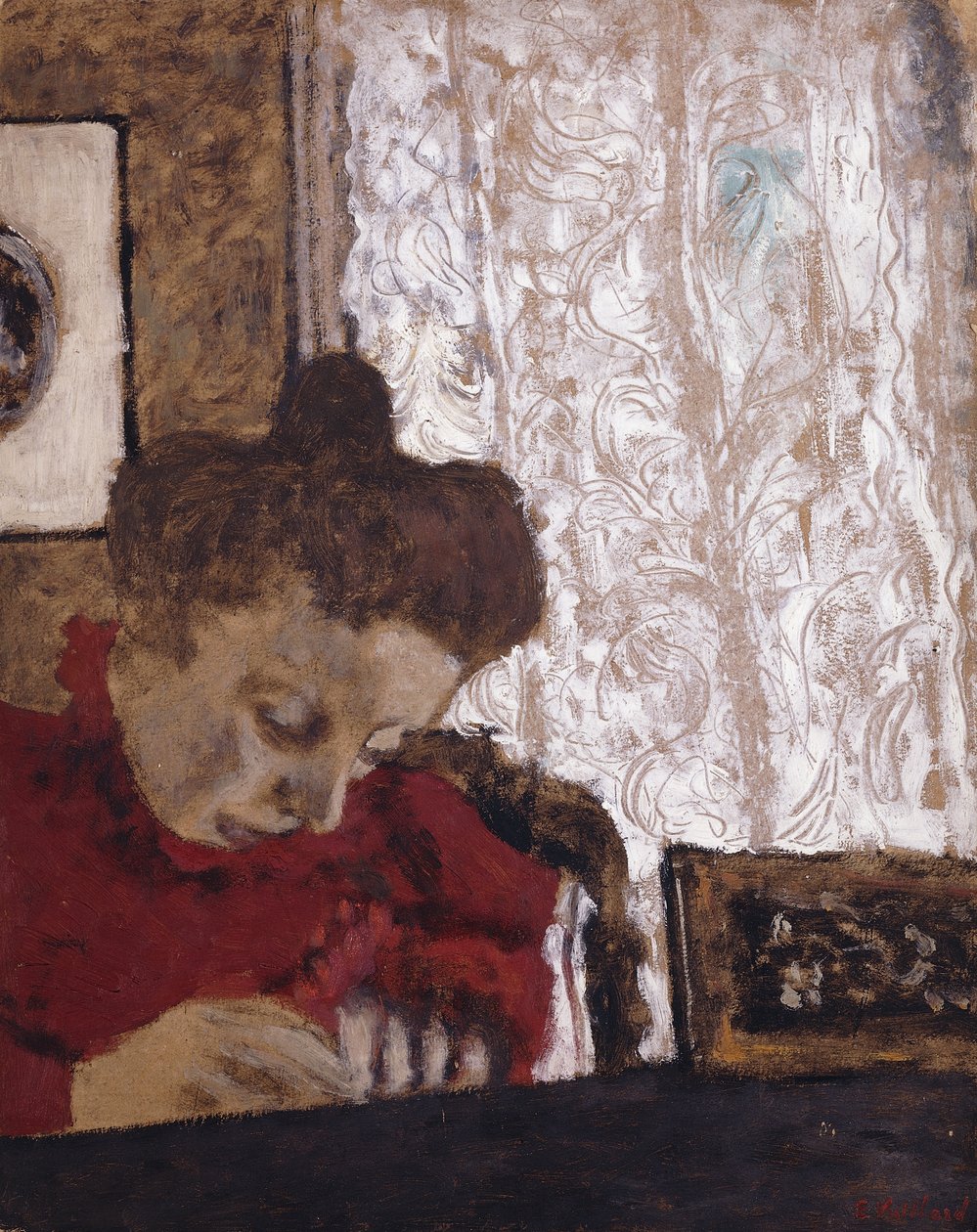 Marie Vuillard psaní; Marie Vuillard ecrivant, kolem roku 1895 od Edouard Vuillard