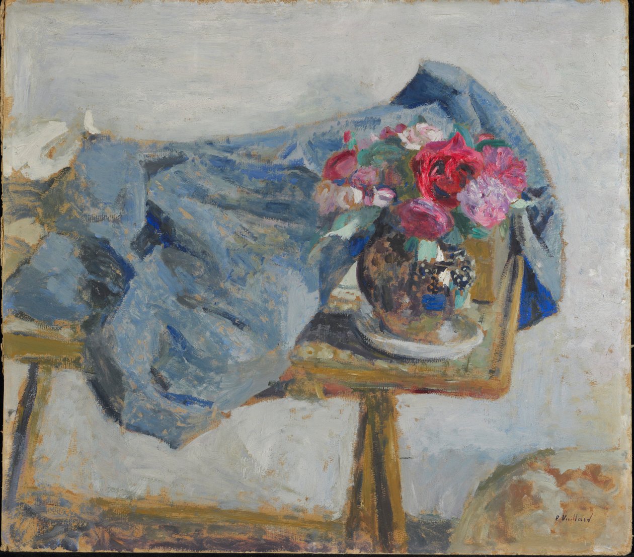 Červené růže a látky na stole, 1900-1901. od Edouard Vuillard