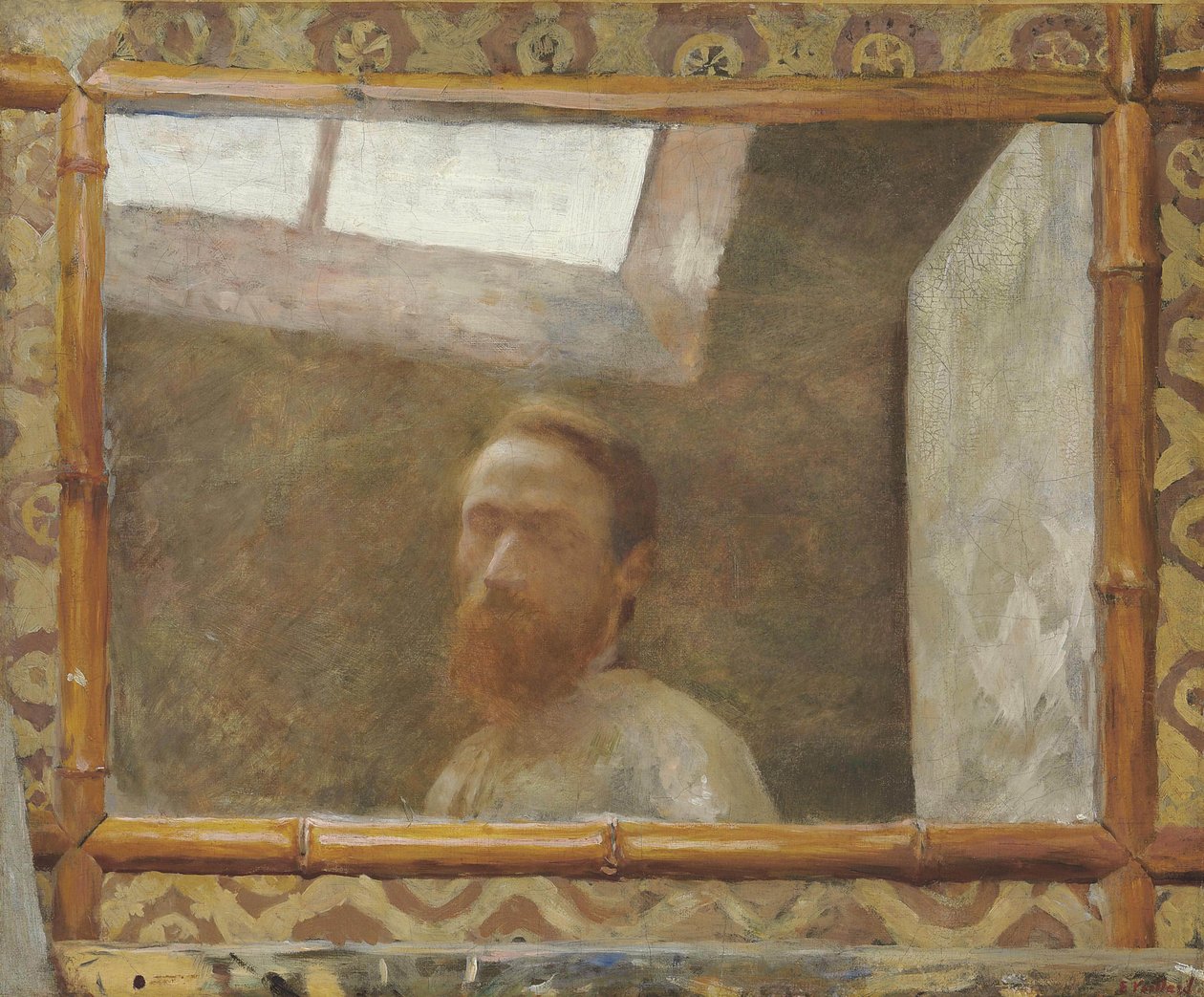 Autoportrét s bambusovým zrcadlem, c. 1890. od Edouard Vuillard