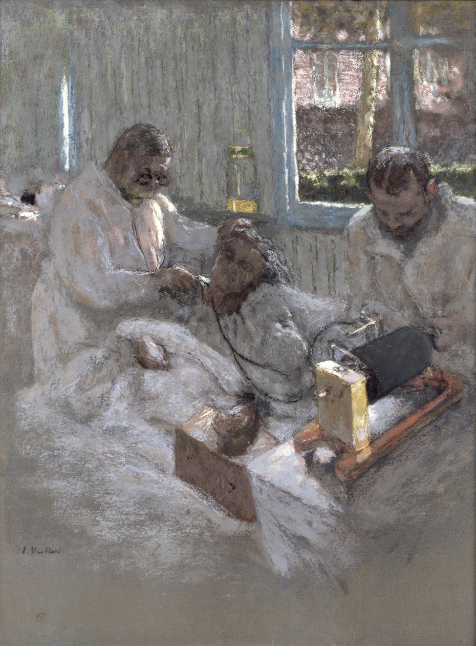 Kardiolog Henri Vaquez (1860-1936) a jeho asistent doktor Parvu v la Pitie, kolem 1918-21 (pastel na papíře) od Edouard Vuillard