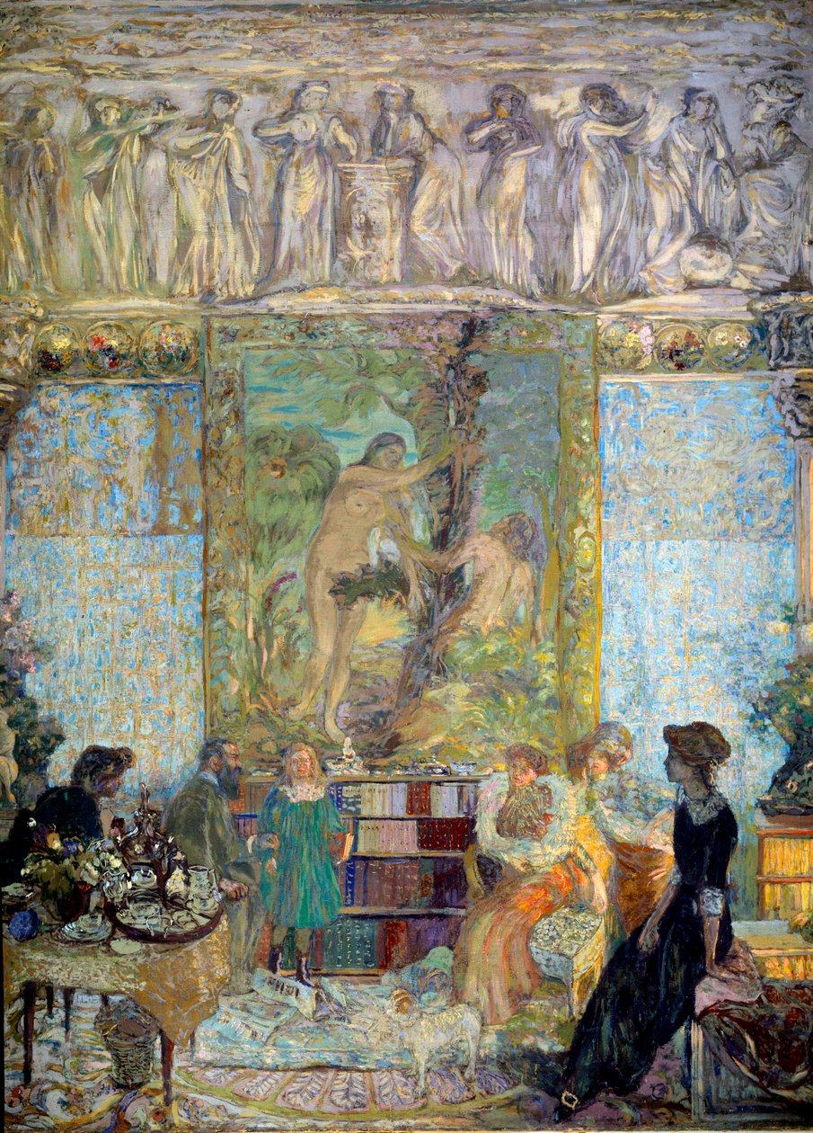 Knihovna V popředí Marguerite Caetani, princezna z Bassiana od Edouard Vuillard