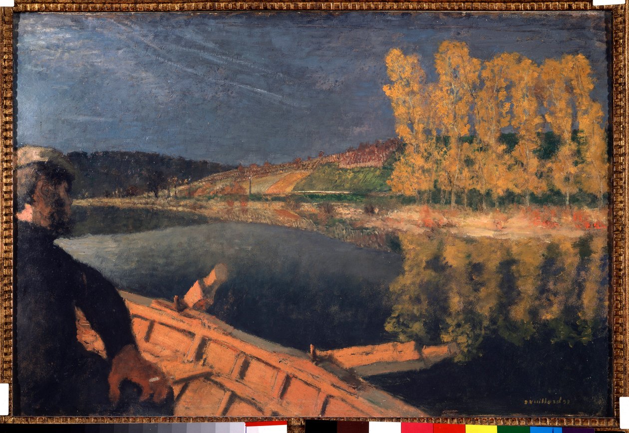 Pašerák. Cipa (Xavier Cyprien) Godebski (1874-1937) na řece Yonne od Edouard Vuillard