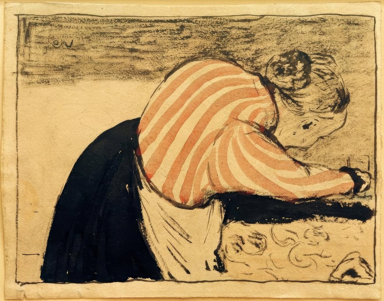 Stará žena se sklání nad stolem od Edouard Vuillard