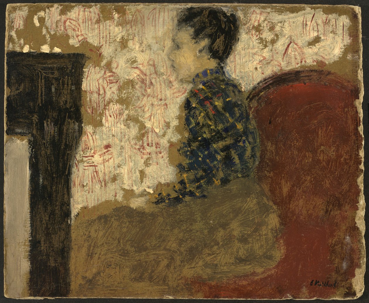 Žena sedí u krbu od Edouard Vuillard