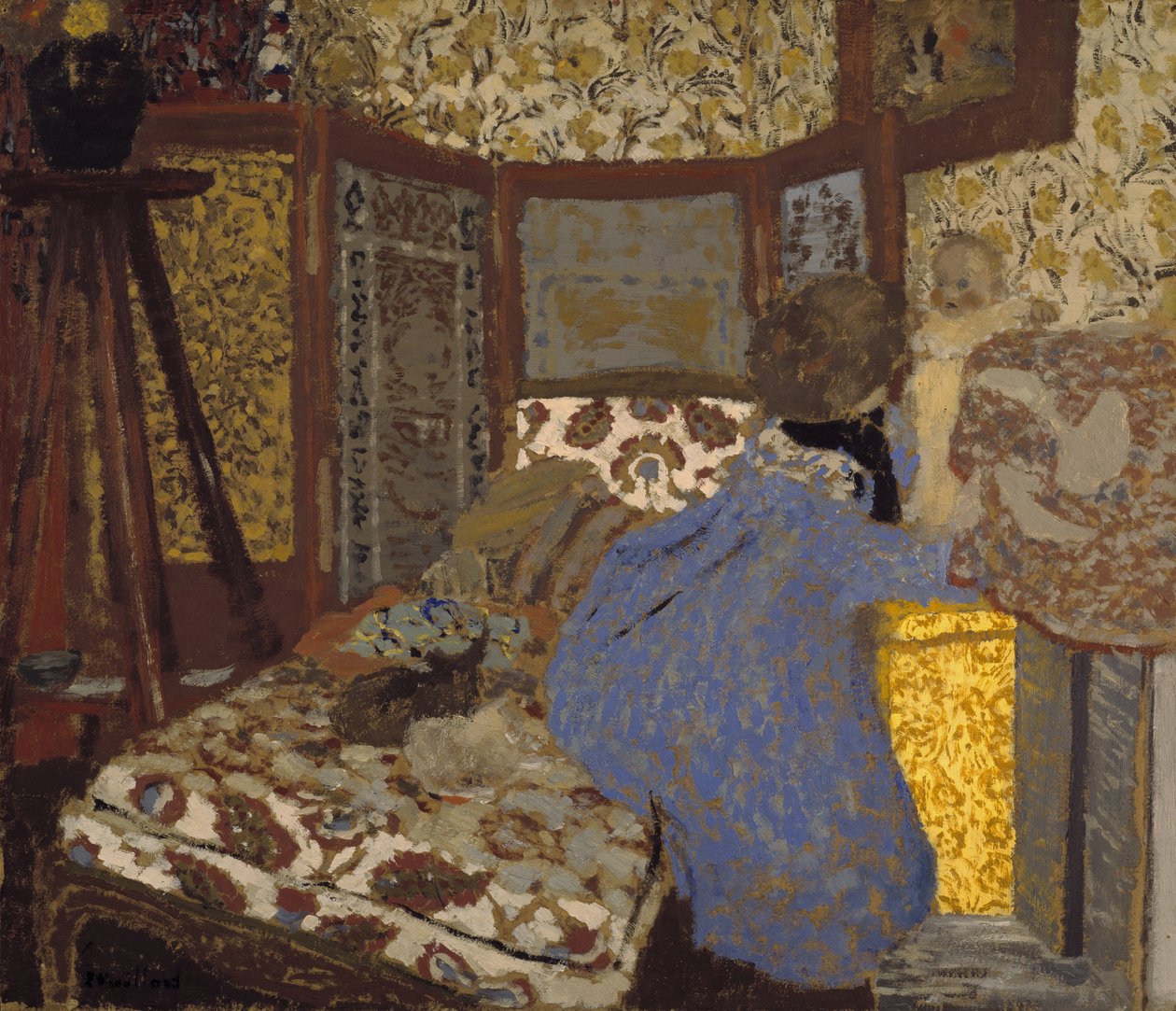 Žena v modrém s dítětem, asi 1899 (olej na kartonu) od Edouard Vuillard