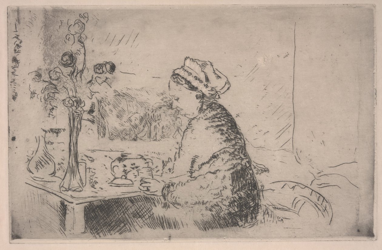 Žena s kyticí, kolem roku 1924 (lept) od Edouard Vuillard