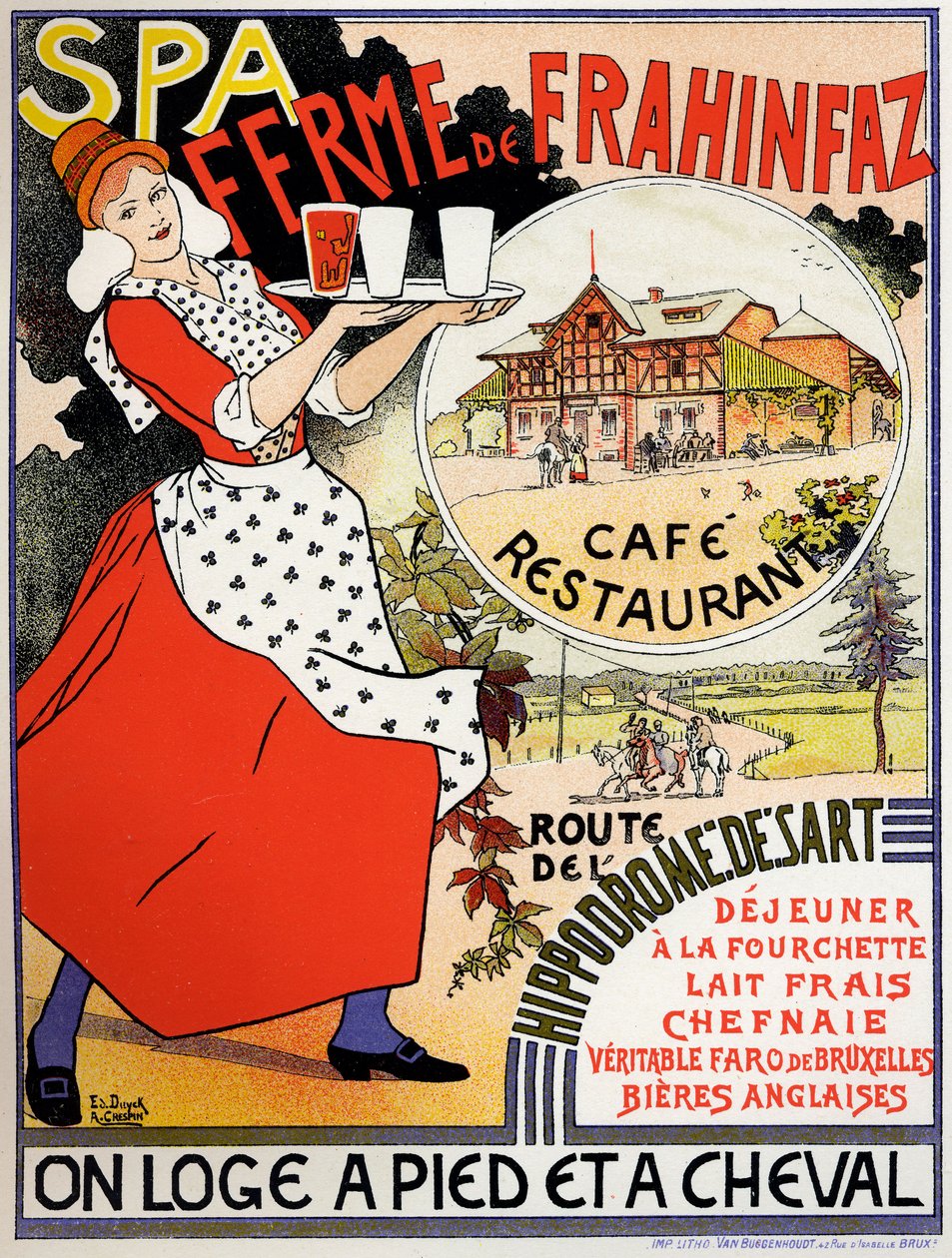 Reklama na farmu Cafe Frahinfaz, c. 1890 (plakát) od Edouard and Crespin Adolphe (1859 1944) Duyck