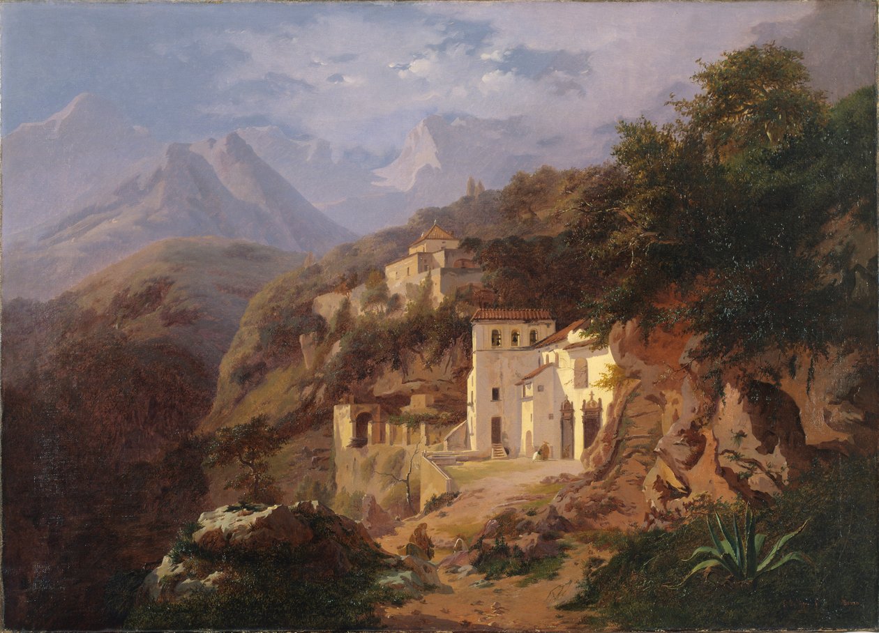 Kapucínský klášter v Cava (Salerno) 1838 (olej na plátně) od Edouard de Vigne