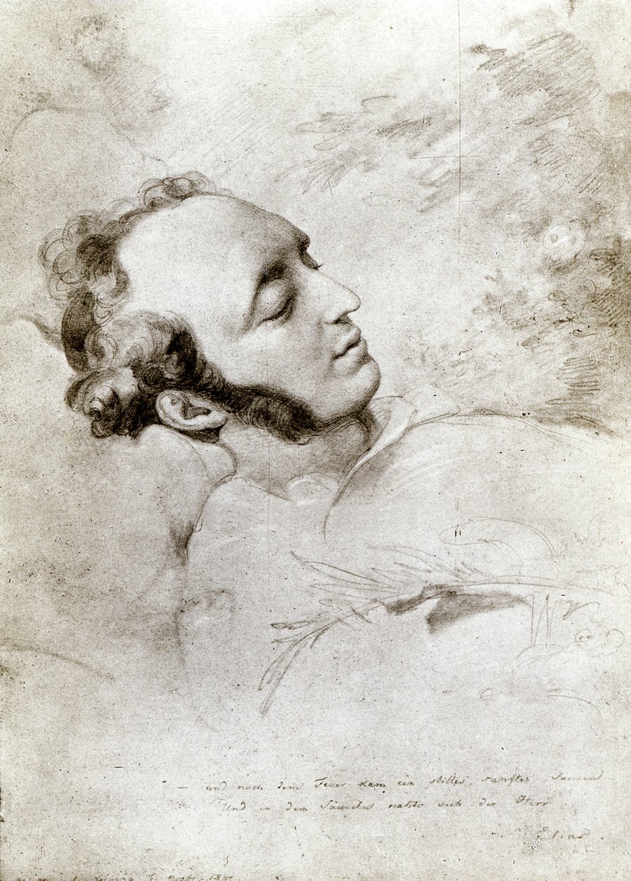Felix Mendelssohn (1809-47) na smrtelné posteli, kolem roku 1847 od Eduard Bendemann
