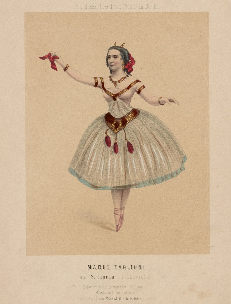 Marie Taglioni ve filmu Satanella, balet o 3 dějstvích v choreografii Paula Taglioniho, hudbu složili Pugni a Hertel od Eduard Bloch