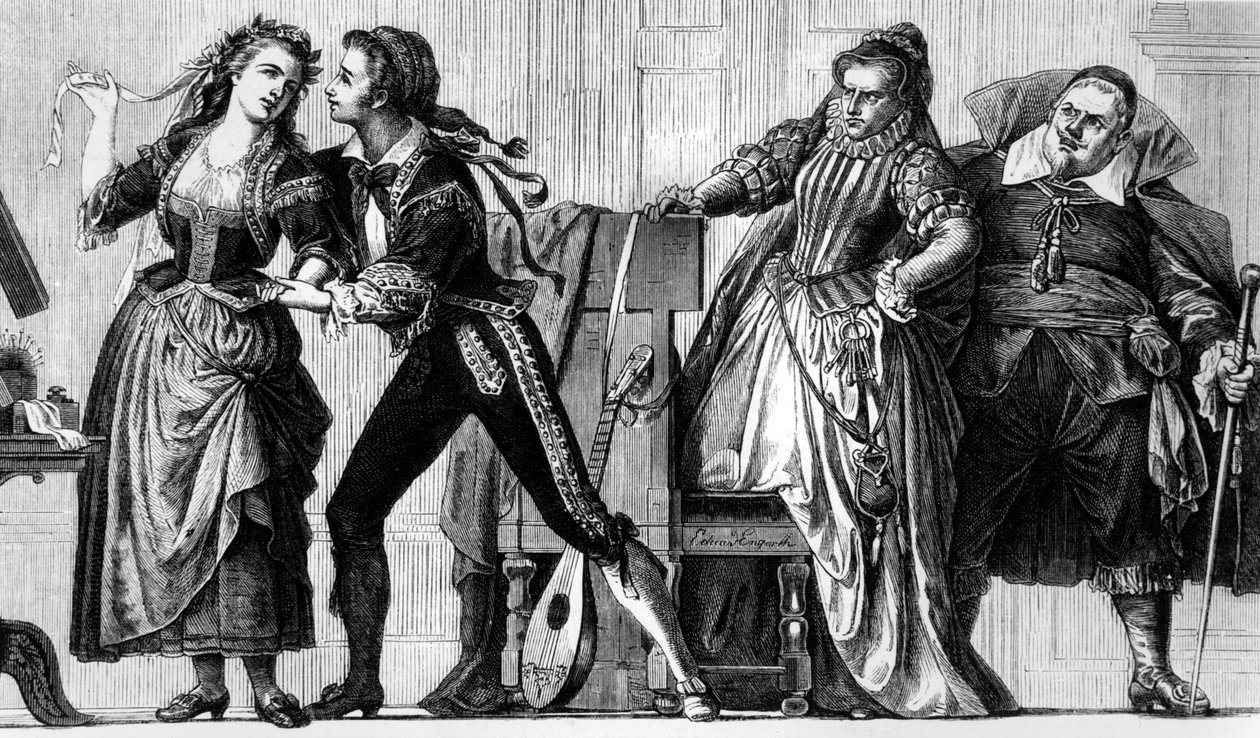 Scéna z opery "Figarova svatba" Wolfganga Amadea Mozarta, 1868 od Eduard Engerth