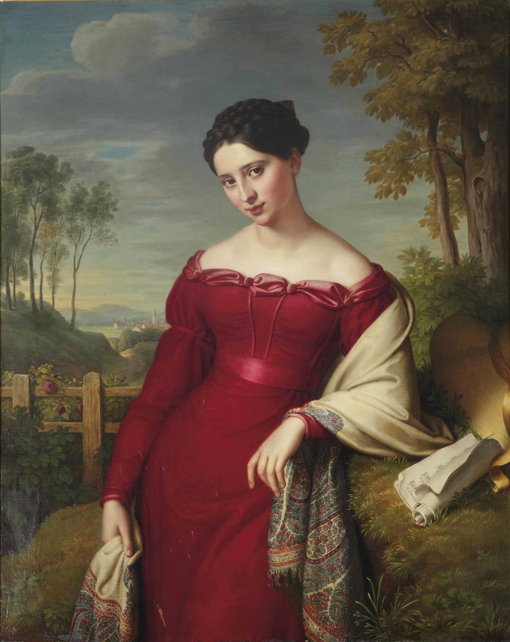 Portrét mladé elegantní dámy od Eduard Friedrich Leybold