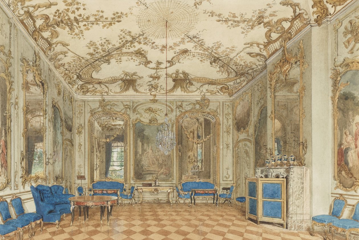 Koncertní síň paláce Sanssouci, Postupim, Německo od Eduard Gaertner