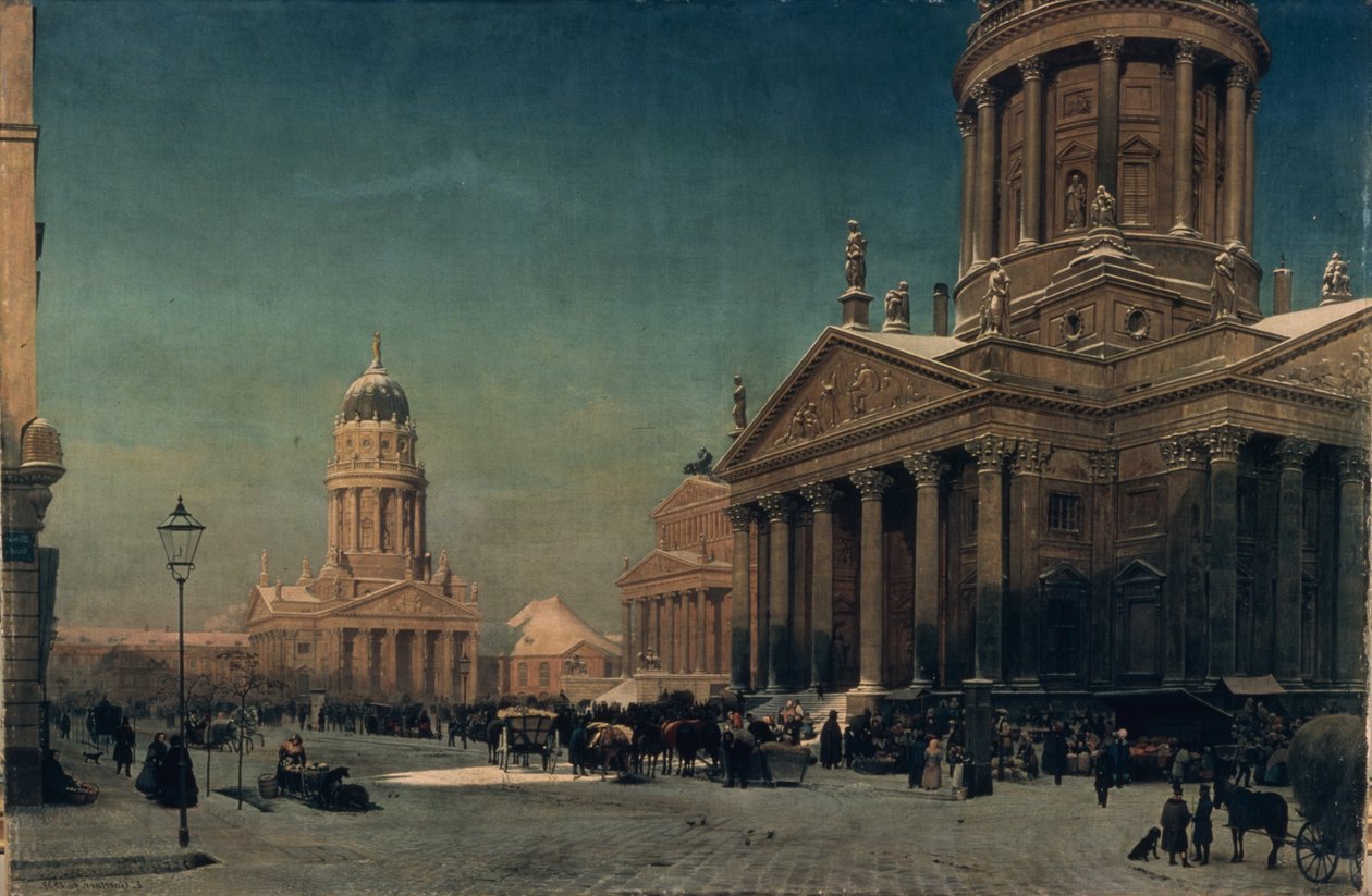 Gendarmenmarkt v zimě, 1857 od Johann Philipp Eduard Gartner