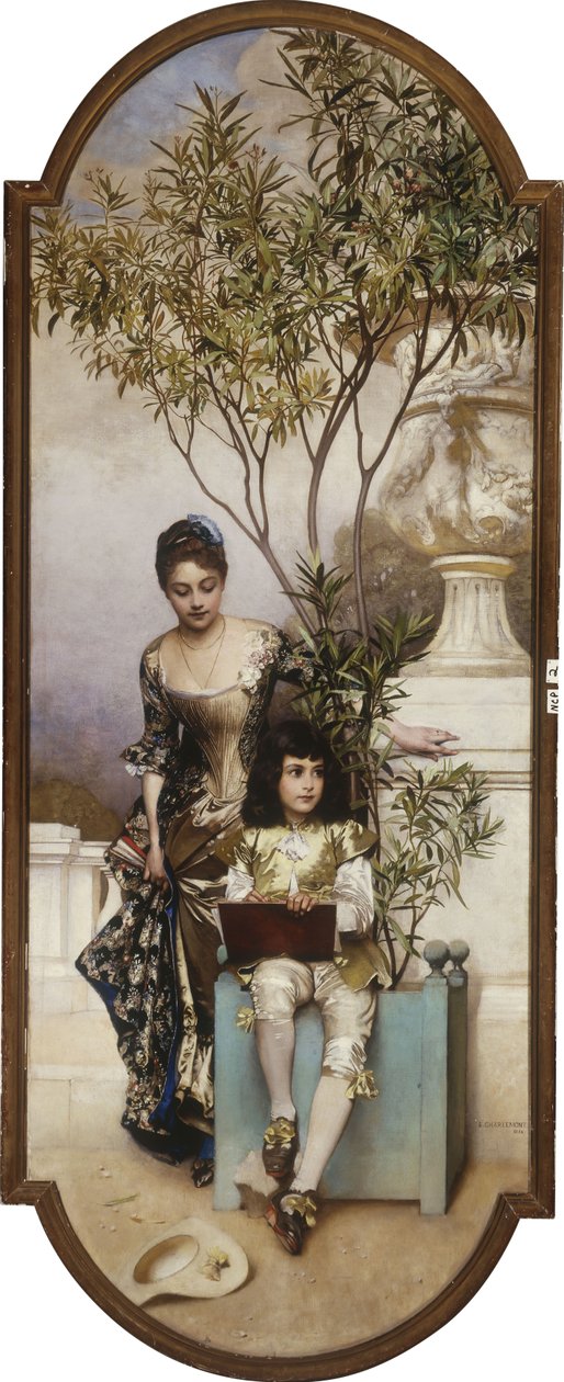 Matka a dítě skicování v parku, 1886 od Eduard Charlemont