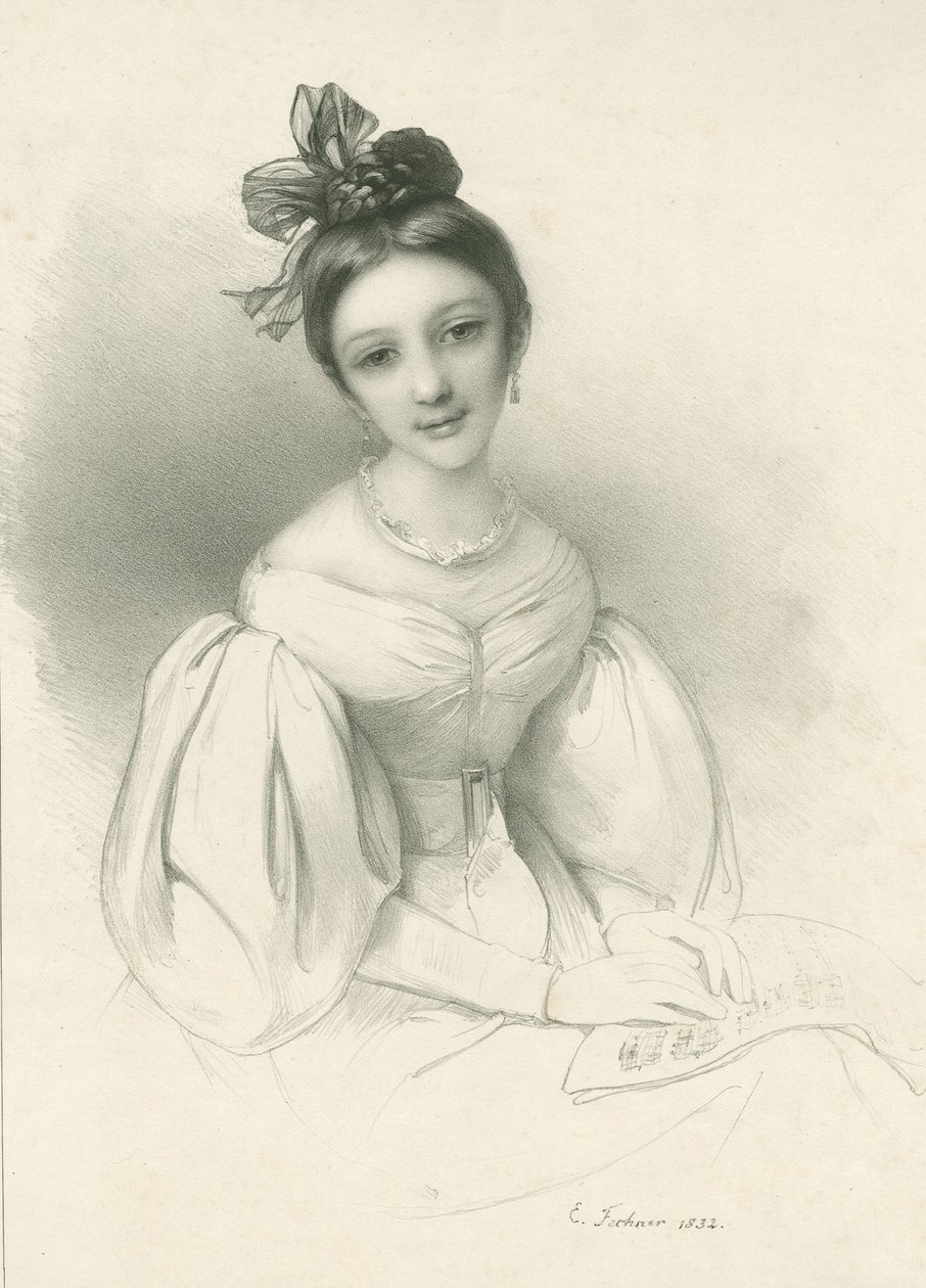 Portrét Clary Wieck-Schumannové 1819-1896, 1832. od Eduard Clemens Fechner