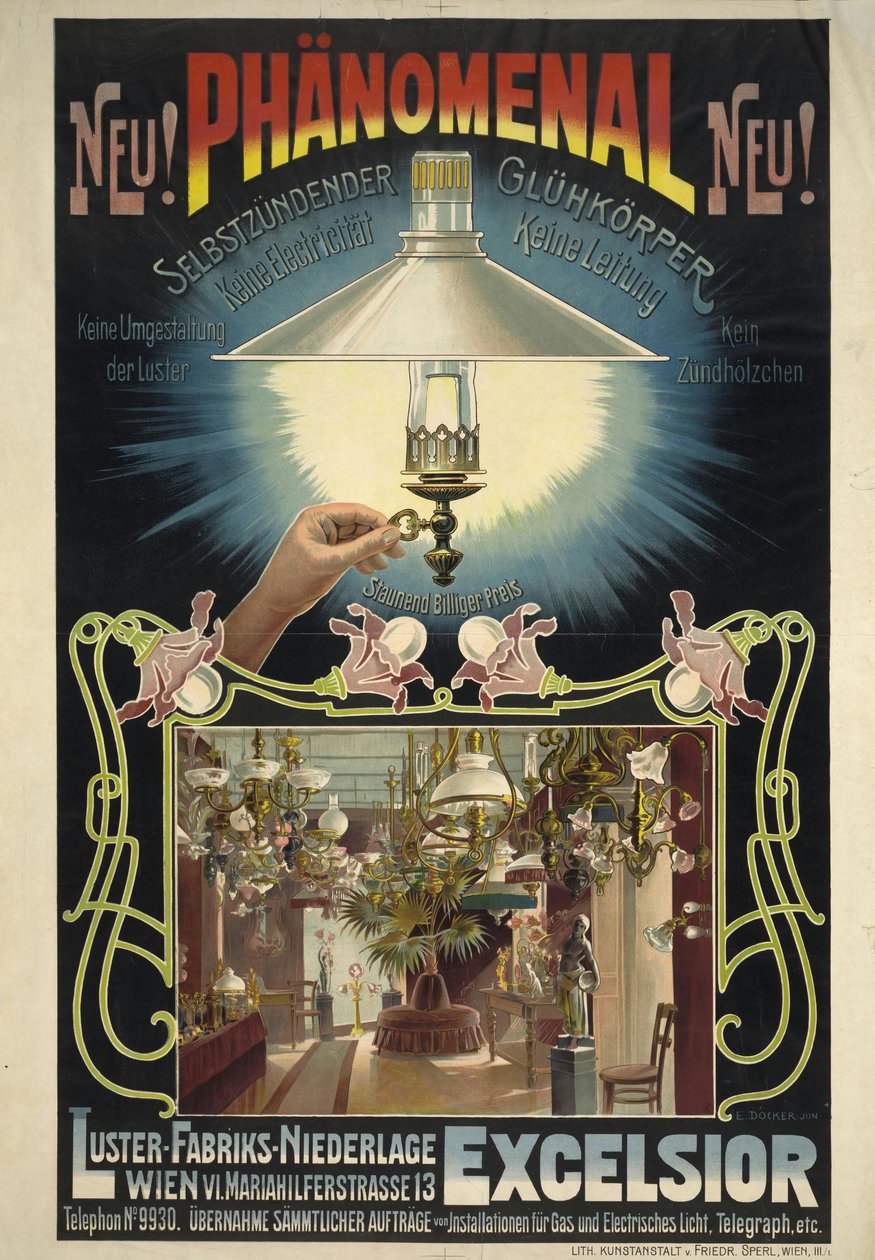 Excelsior. Samozápalné žhavící těleso, cca 1895-1900. od Eduard Döcker