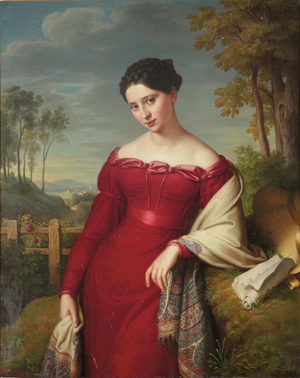 Portrét mladé elegantní dámy od Eduard Friedrich Leybold