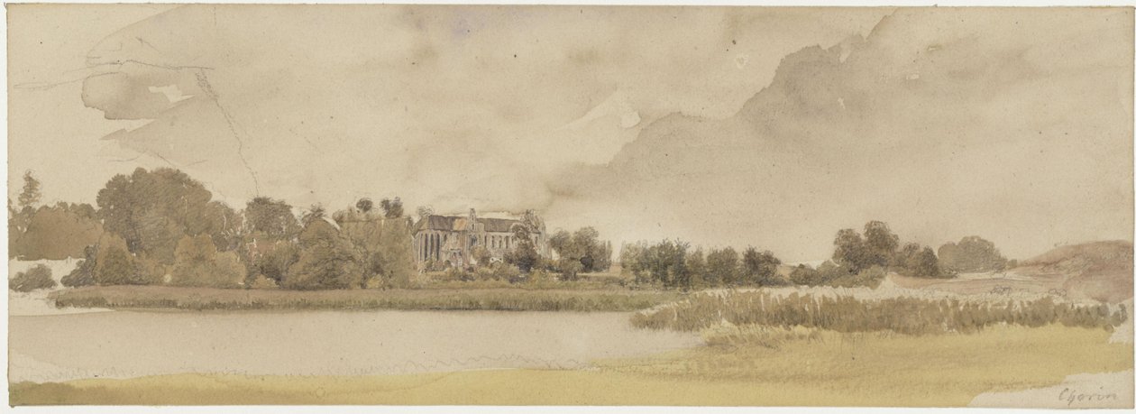 Jezero Amtssee a klášter Chorin od Eduard Gaertner
