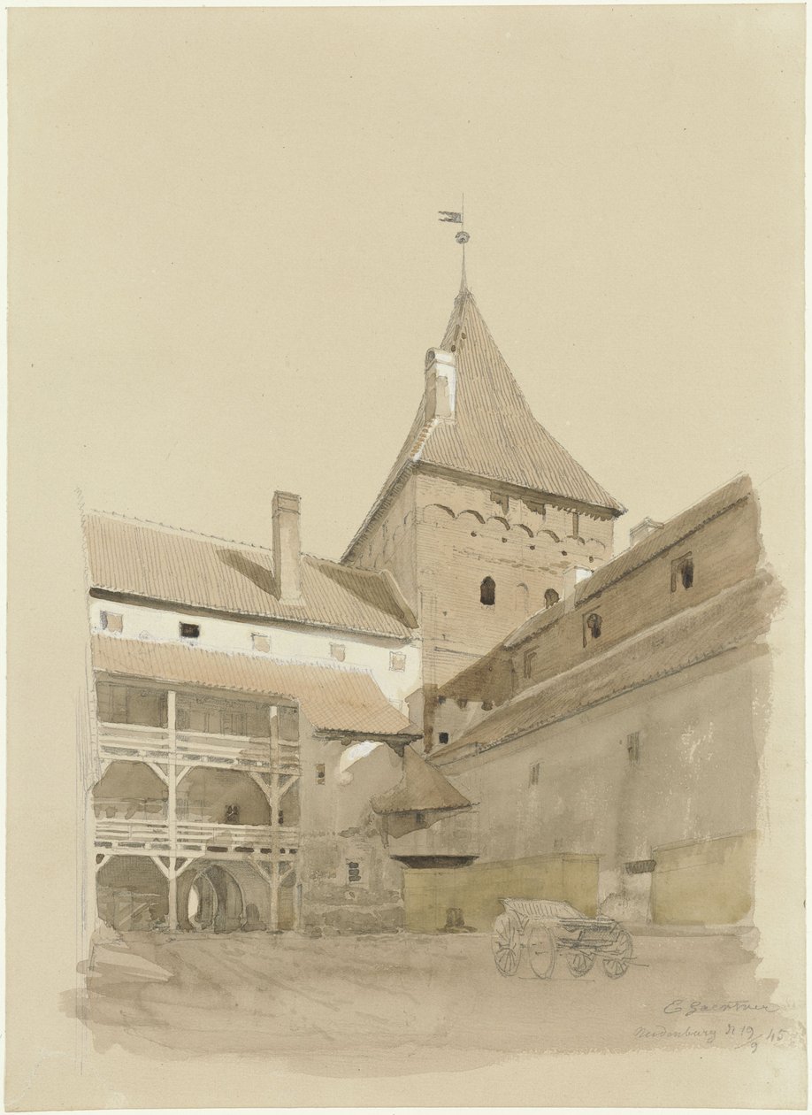 Nádvoří zámku Neidenburg od Eduard Gaertner