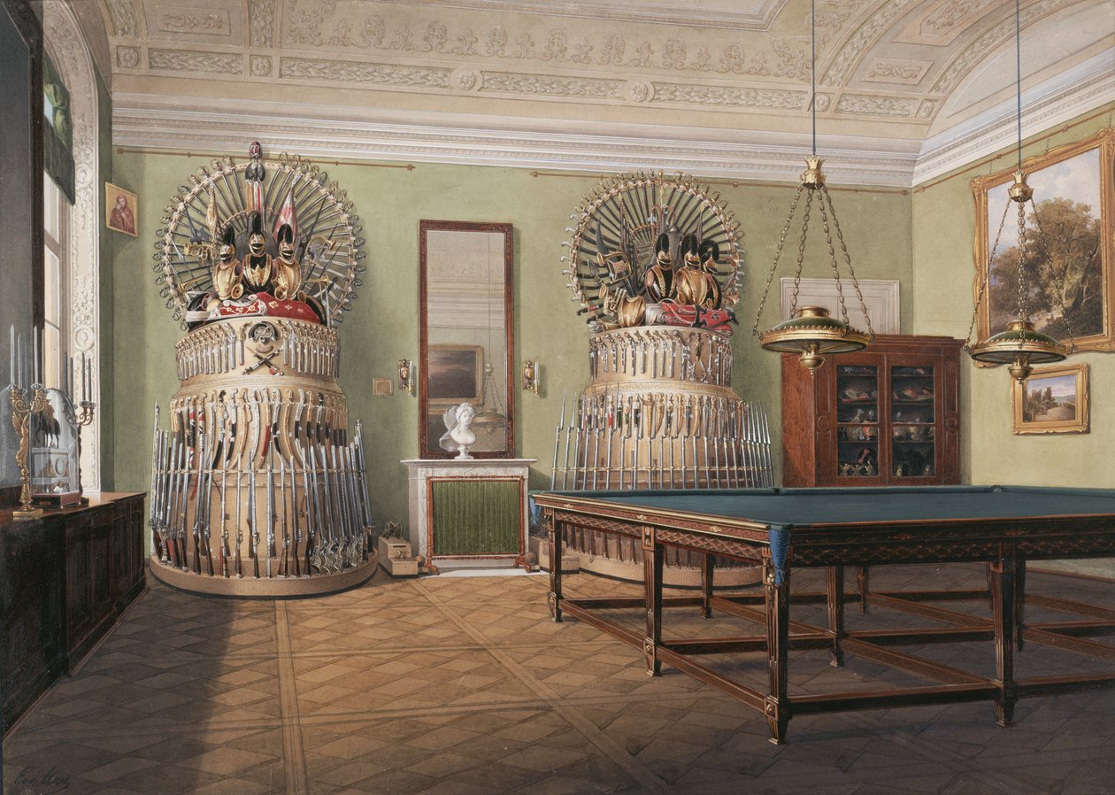 Interiéry Zimního paláce. Kulečníkový sál císaře Alexandra II., polovina 19. stol. od Eduard Hau