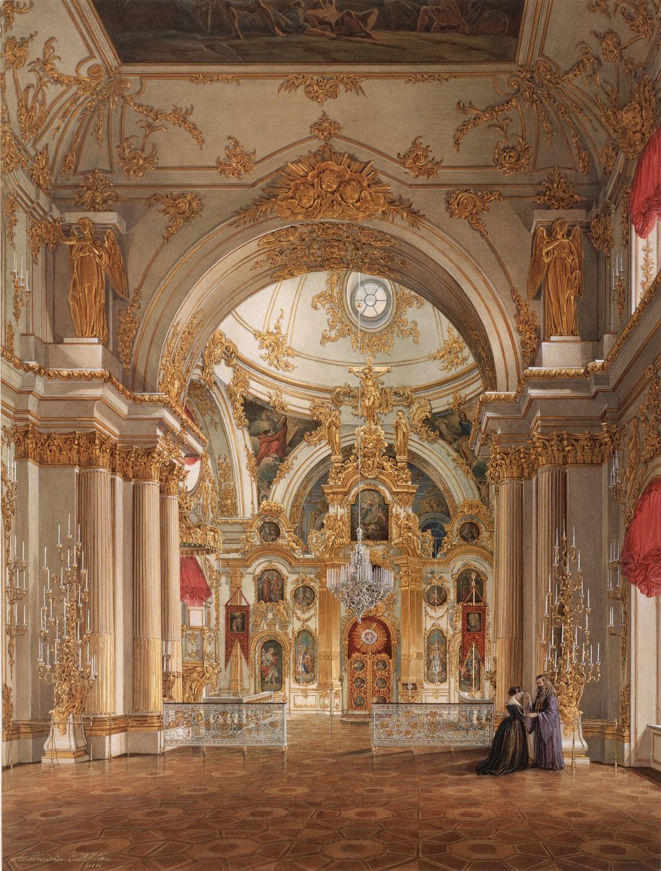 Interiéry Zimního paláce. Katedrála v Zimním paláci, 1860 od Eduard Hau