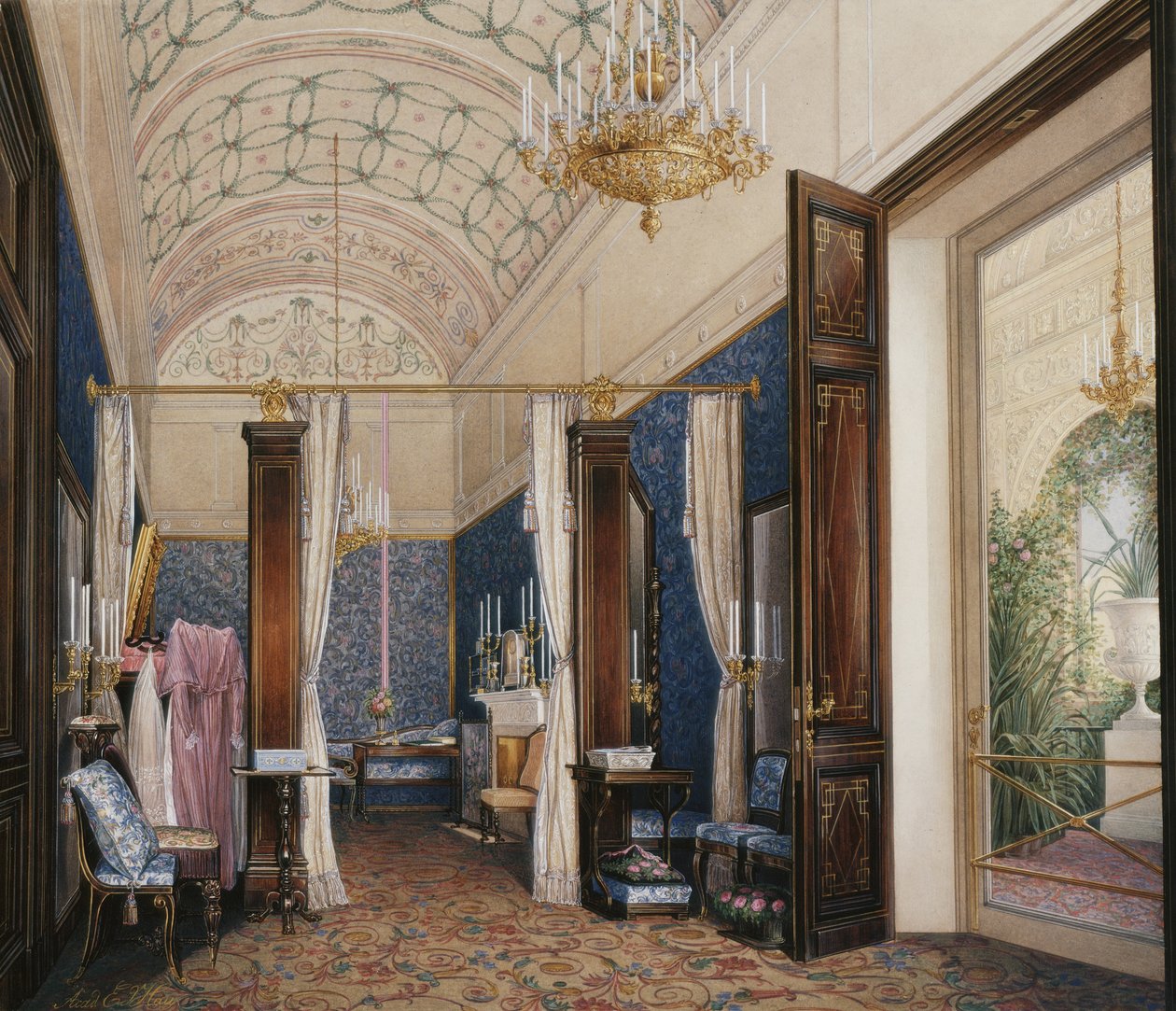 Interiéry Zimního paláce. Šatna císařovny Alexandry Fjodorovny, 1871 od Eduard Hau