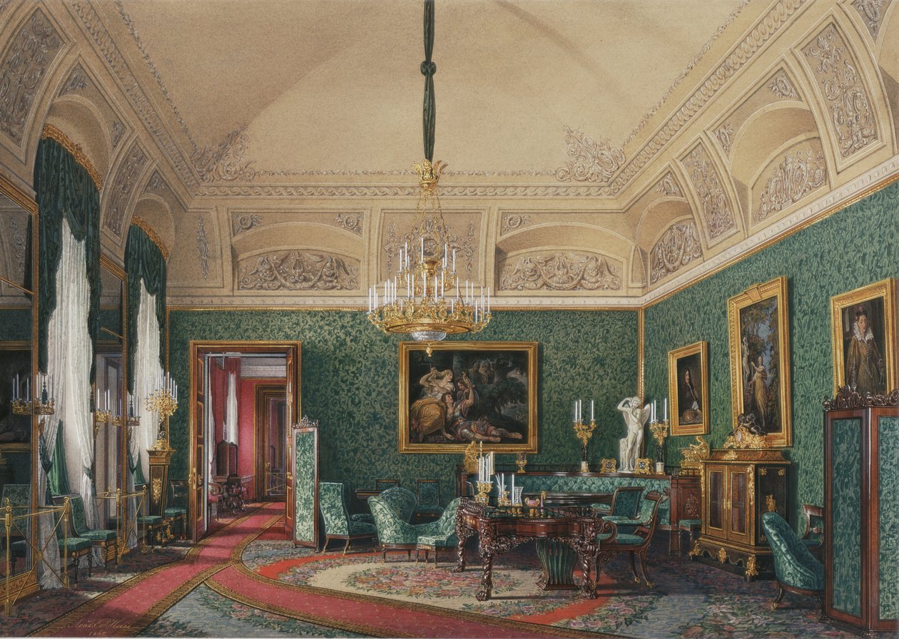Interiéry Zimního paláce. První rezervovaný byt. Malá studie velké princezny Marie Nikolajevny, 1867 od Eduard Hau