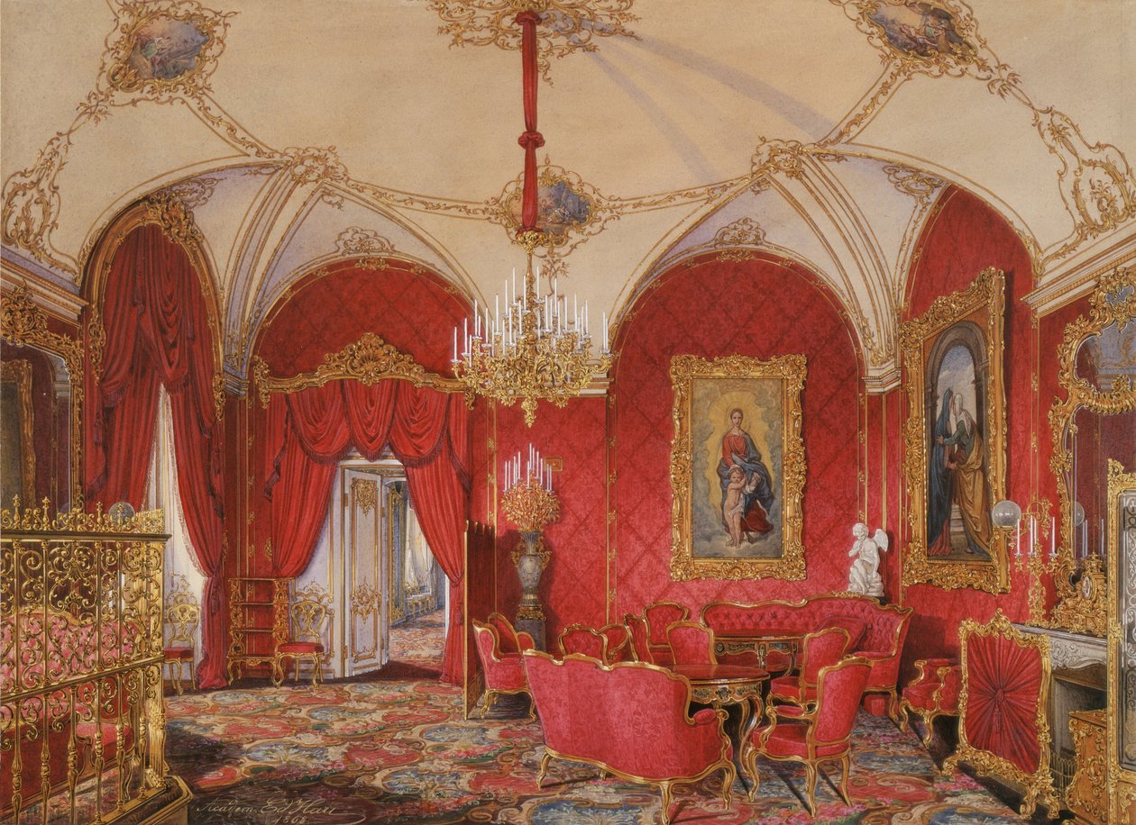Interiéry Zimního paláce. Čtvrtý rezervovaný byt. Rohový pokoj, 1868 od Eduard Hau