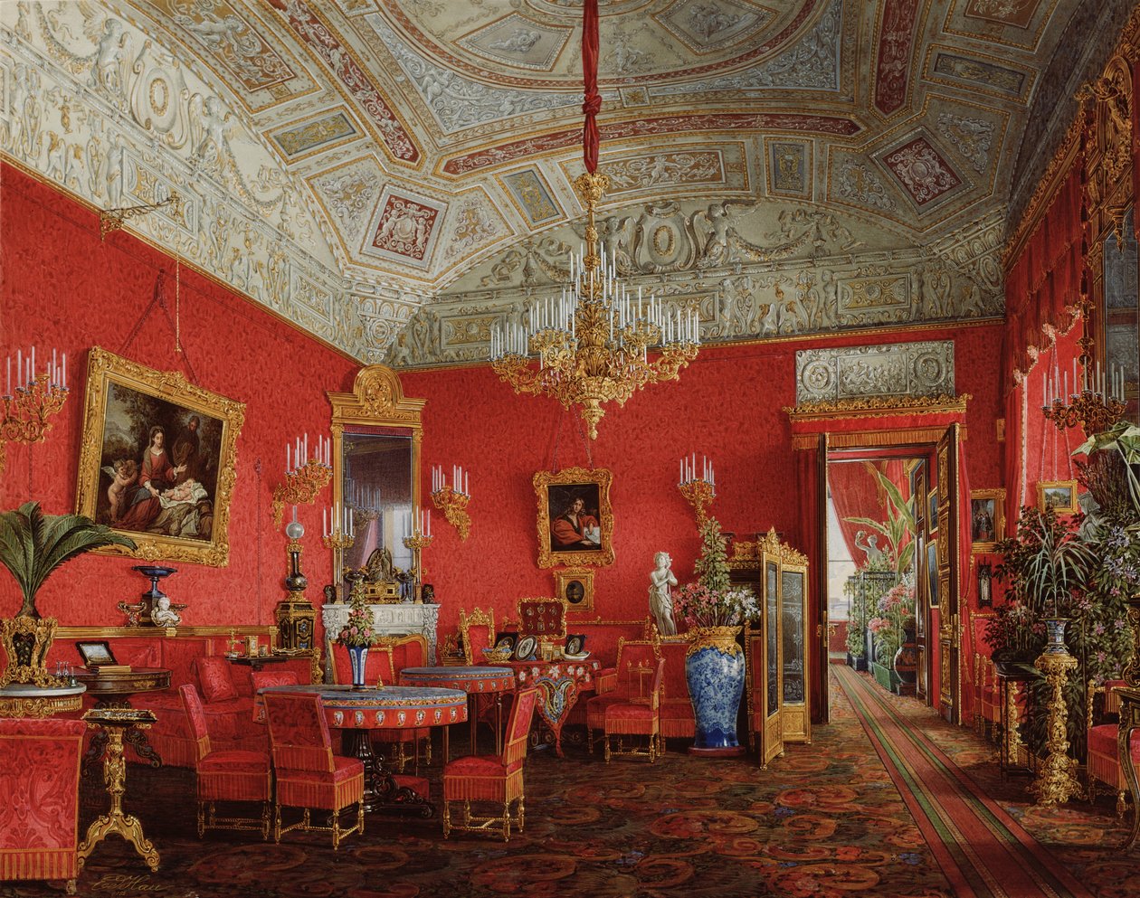 Interiéry Zimního paláce. Velký salon císařovny Alexandry Fjodorovny, 1858 od Eduard Hau