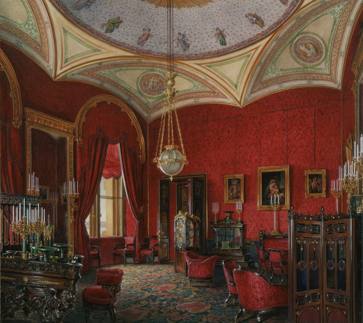 Interiéry Zimního paláce. Studie císařovny Alexandry Fjodorovny, polovina 19. stol. od Eduard Hau
