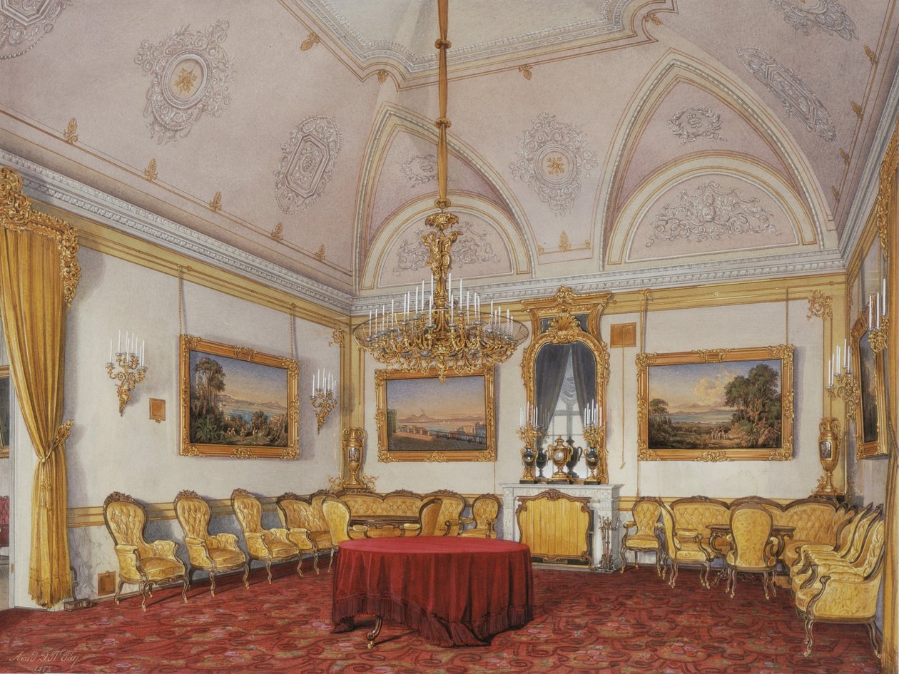 Interiéry Zimního paláce. Třetí rezervovaný byt. Přijímací pokoj, 1872 od Eduard Hau