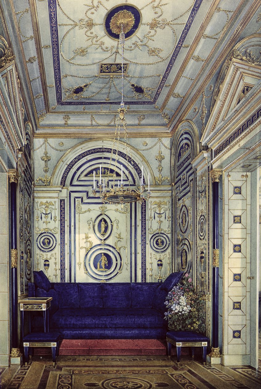 Modrá studie v Grand Palais v Carkoye Selo, před rokem 1840 (wc, kvaš a inkoust na papíře) od Eduard Hau