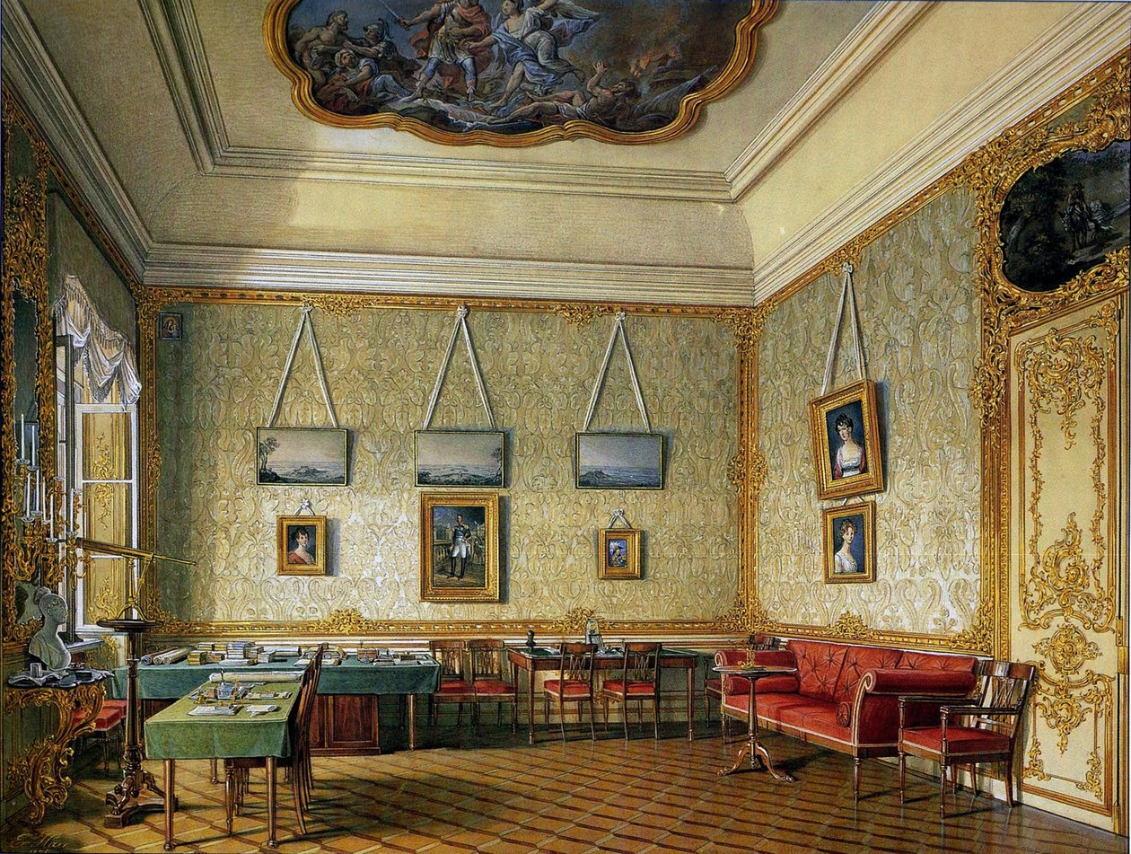 Pracovní nebo malá studie císaře Alexandra I. ve Velkém paláci v Carskoje Selo, 1875 od Eduard Hau