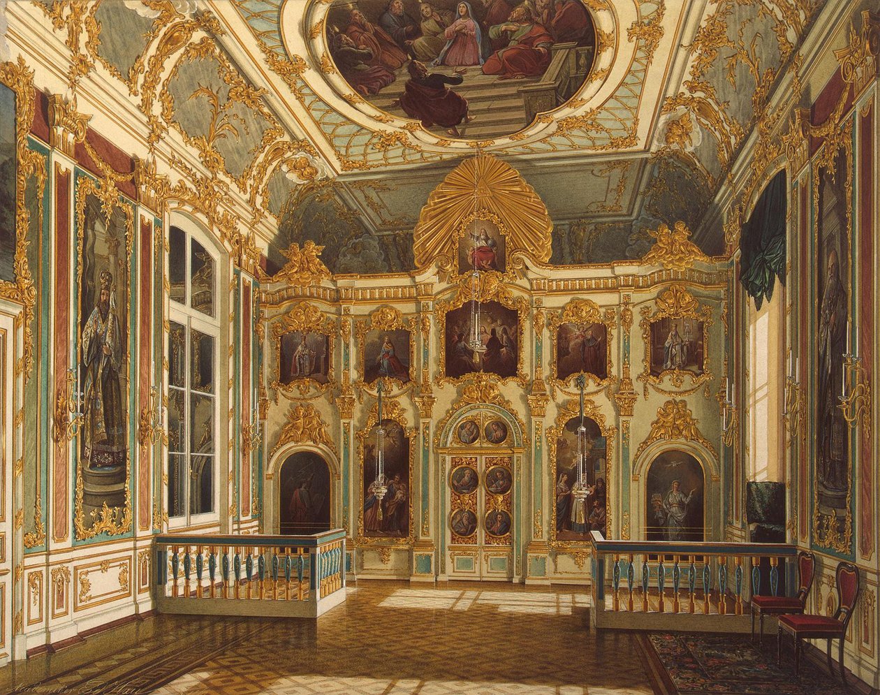 Pohled na Malý kostel v Zimním paláci, 1862 od Eduard Hau