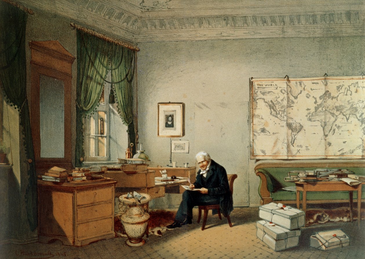 Baron Alexander von Humboldt (1769-1859) ve své studii od Eduard Hildebrandt