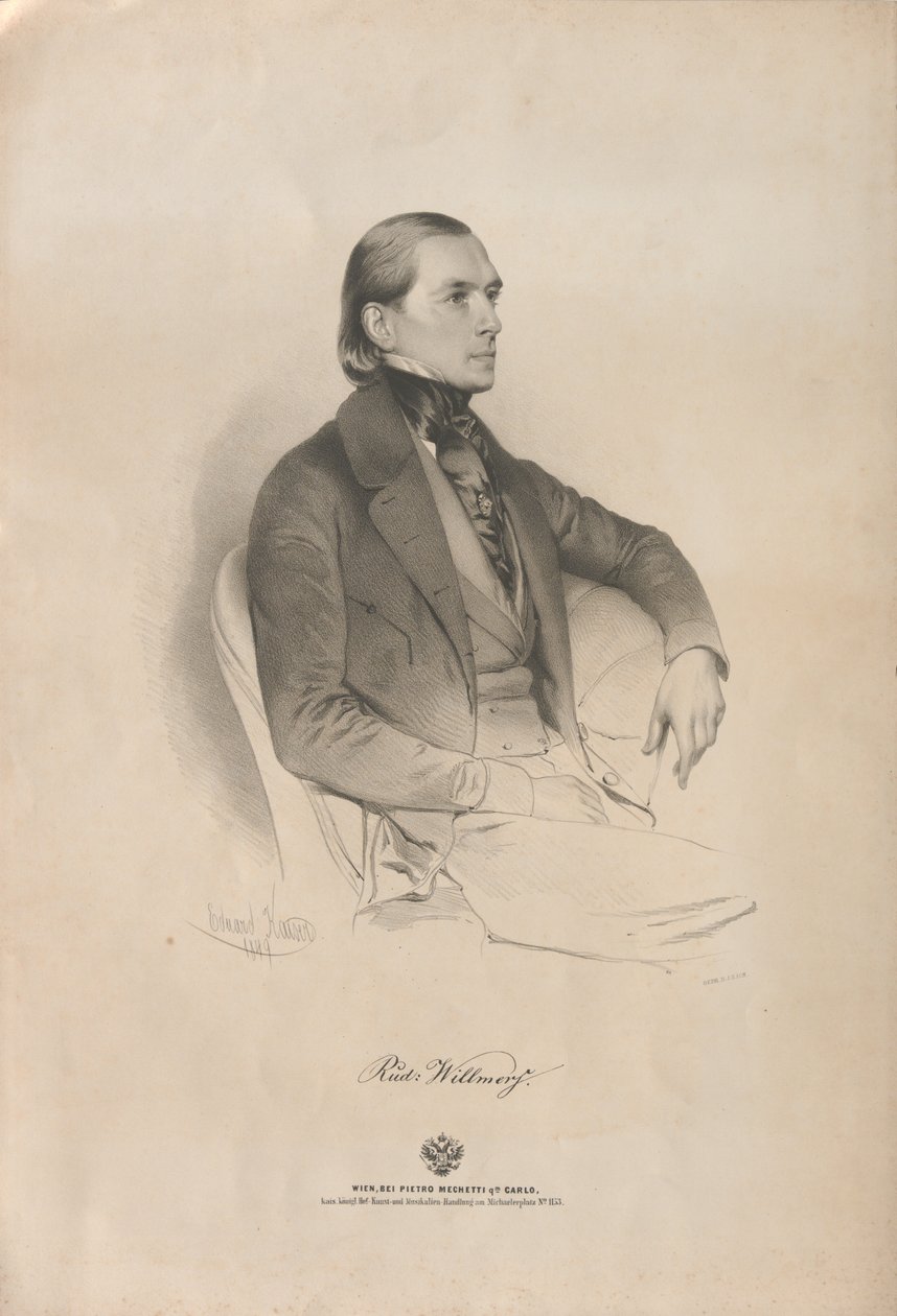 Portrét klavíristy a skladatele Rudolfa Heinricha Willmerse 1821-1878, 1849. od Eduard Kaiser