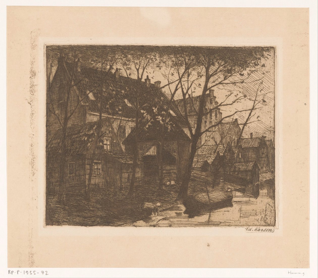 Zadní strany domů podél vody od Eduard Karsen (signed by artist)