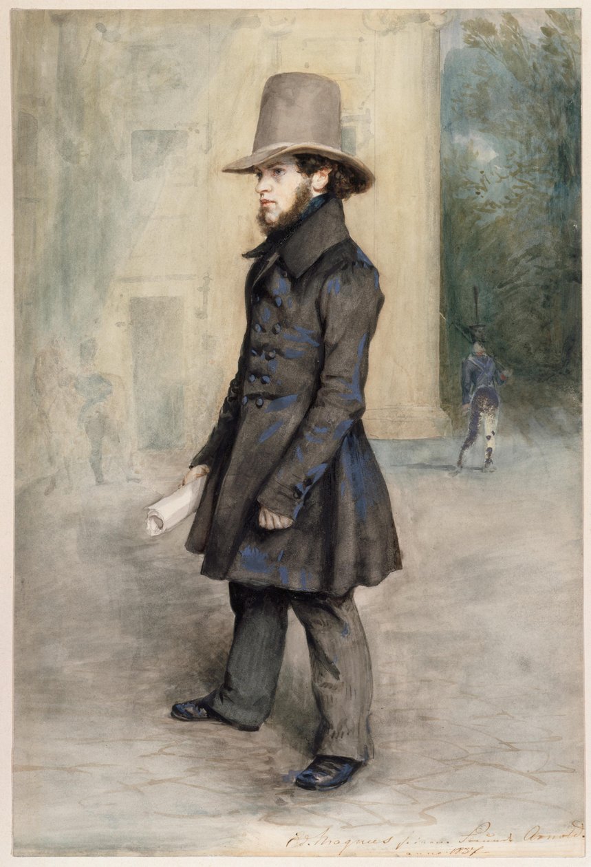 Německy: Adolph von Menzel s biedermeierovským kloboukem od Eduard Magnus
