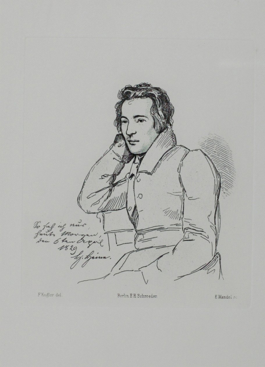 Portrét básníka Heinricha Heineho 1797-1856 Po Franzi Kuglerovi z let 1829, 1854 od Eduard Mandel