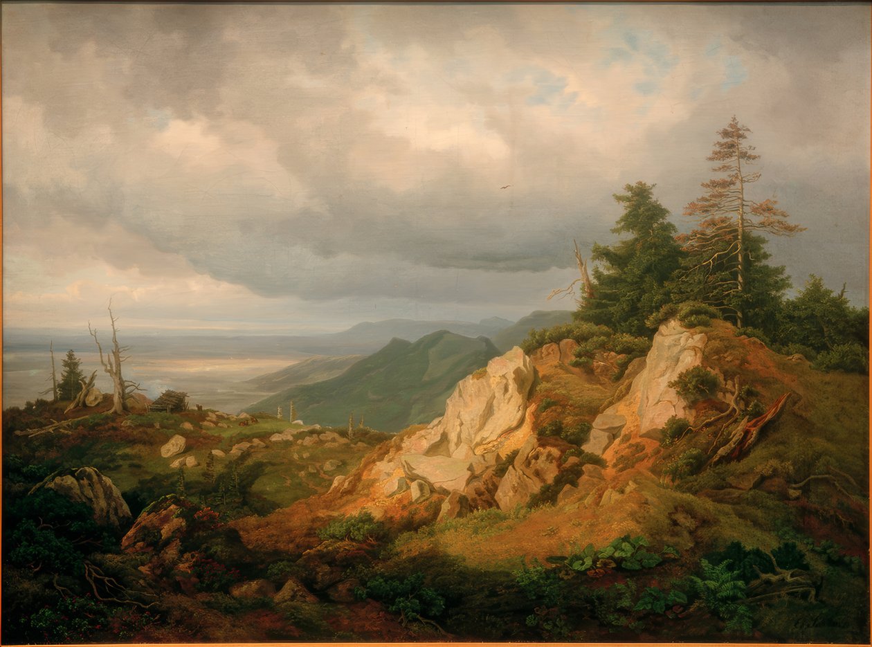 Na Hohe Kampe s výhledem na jezero Chiemsee od Eduard Schleich der Ältere