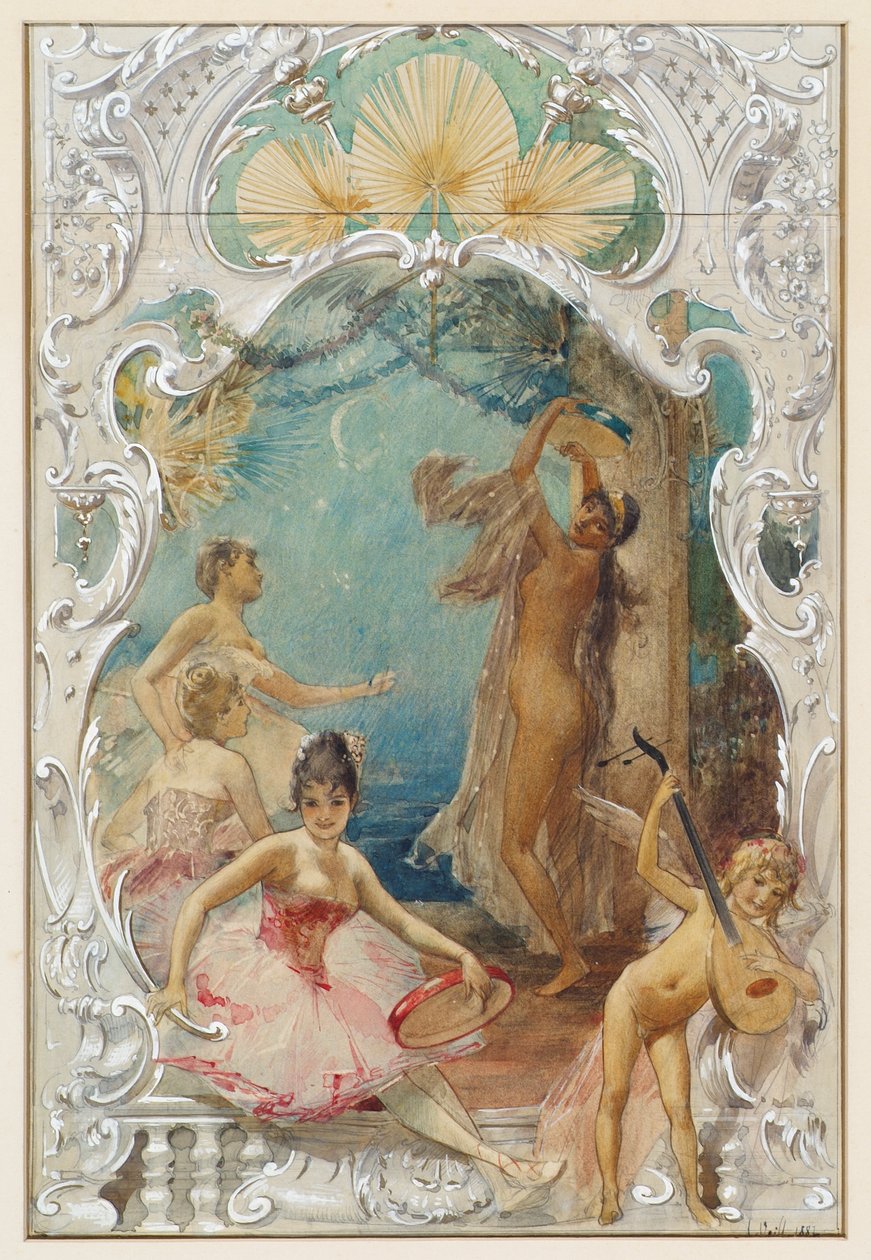 Tanec (návrh pro nástěnnou malbu ve Varieté Ronacher, Vídeň) od Eduard Veith