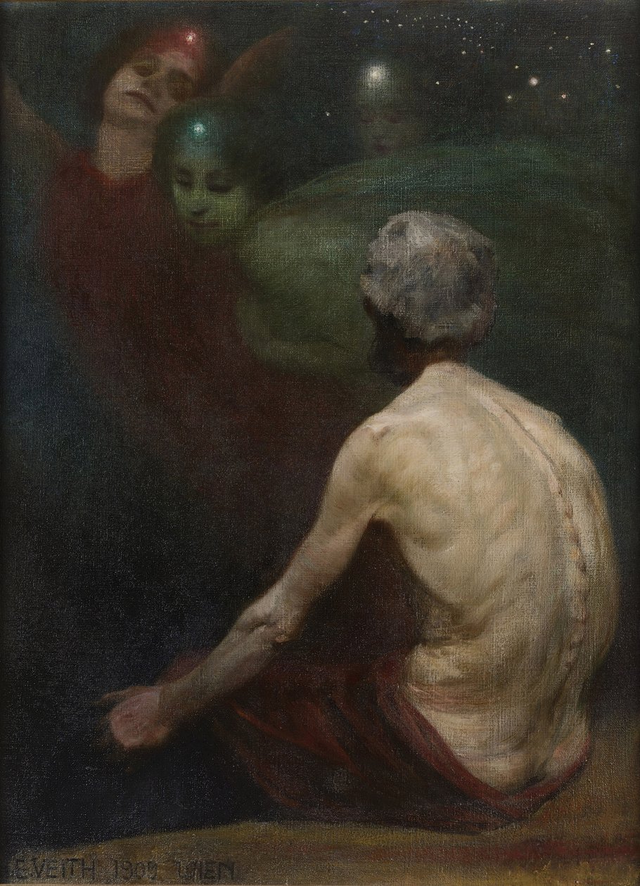 Trpaslík Alberich a Rhinemaidens Rýnské zlato, 1909. od Eduard Veith